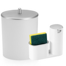 Kit Lixeira de Cozinha 5L com Dispenser Porta Detergente e Suporte para Esponja