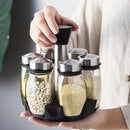 Porta Temperos e Especiarias Giratório Em Inox e Vidro Com 7 Peças Para Cozinha - Entrega Grátis